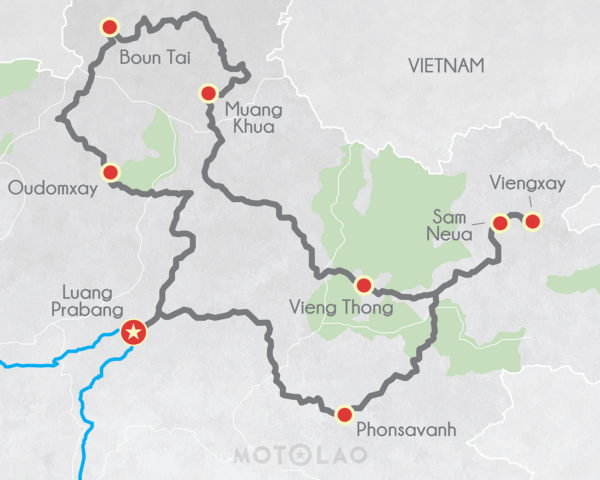 MAP MTO7 Moptorcycle tour Laos